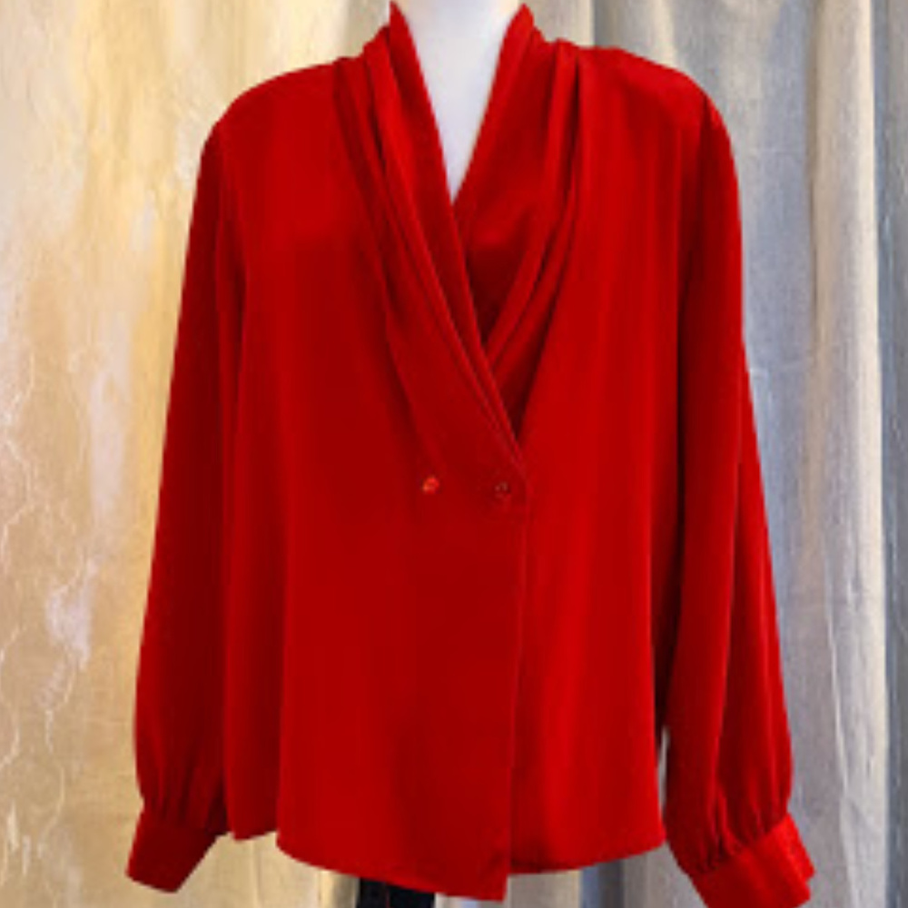 Red Shawl Collar Blouse